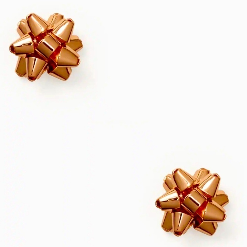 CLEARANCE🆕kate spade♠️Bourgeois ROSE GOLD Classic HOLIDAY Bow Stud Earrings - Picture 2 of 8